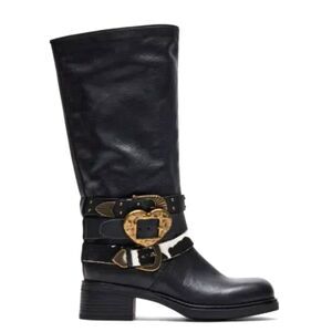 Steve Madden Black Leather Moto Boots size 11